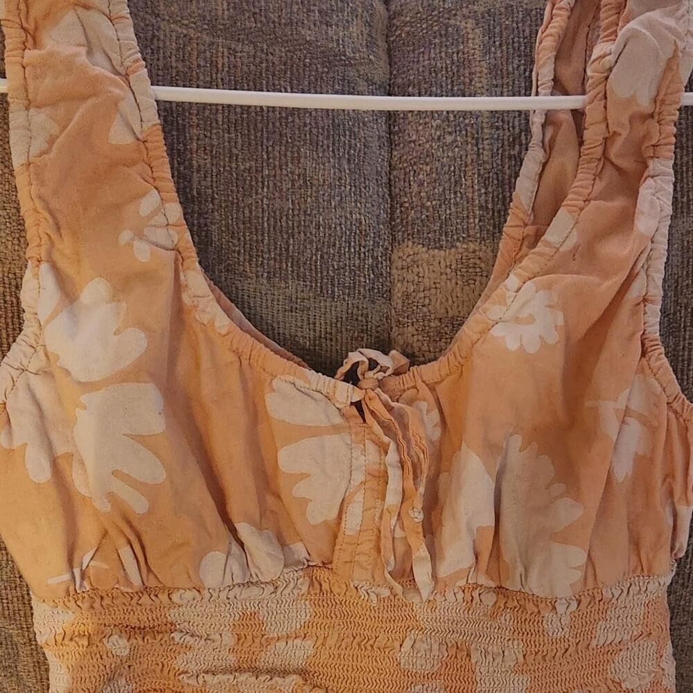 American Eagle Floral Smocked Crop Top coastal cottagecore summer feminine MED - Picture 3 of 7
